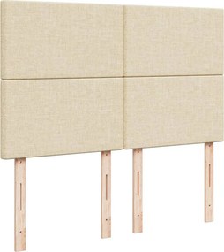 vidaXL Κρεβάτι Boxspring με Στρώμα Κρεμ 140x190 εκ. Υφασμάτινο