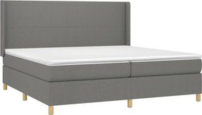 vidaXL Κρεβάτι Boxspring με Στρώμα &amp; LED Σκ.Γκρι 200x200εκ. Υφασμάτινο