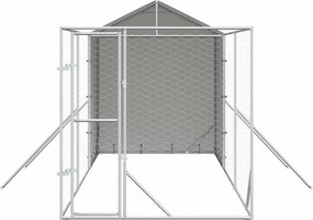vidaXL Κλουβί Σκύλου Εξ. Χώρου με Οροφή Ασημί 2x6x2,5 μ. Γαλβ. Ατσάλι