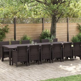 vidaXL Σετ τραπεζαρίας κήπου 13 pcs Καφέ Δέκα δύο θέσεων Πλαστικό