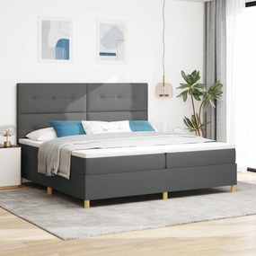 vidaXL Κρεβάτι με Στρώμα Σκούρο Γκρί 200x200 cm Υφάσματος
