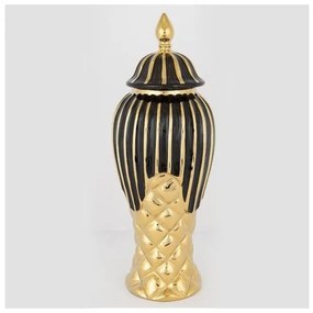 Βάζο Με Καπάκι Κεραμικό Μαύρο & Χρυσό 15.5x35cm 752-20117 Estheti-752-20117-Μαύρο-Χρυσό 752-20117