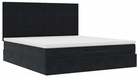 vidaXL Οθωμανικό κρεβάτι με στρώματα Μαύρο 200x200cm Velvet