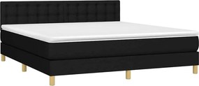 vidaXL Κρεβάτι Boxspring με Στρώμα &amp; LED Μαύρο 180x200 εκ. Υφασμάτινο