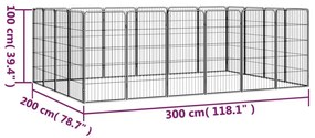 Κλουβί Σκύλου 20 Πάνελ Μαύρο 50x100 εκ. Ατσάλι με Βαφή Πούδρας - Μαύρο