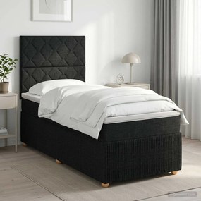vidaXL Κρεβάτι box spring με στρώμα Μαύρο 90 x 200 cm Ύφασμα
