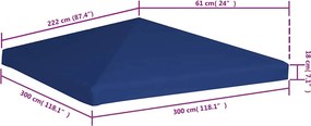vidaXL Κάλυμμα για Κιόσκι Μπλε 3 x 3 μ. 310 γρ./μ²