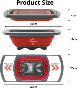 Πτυσσόμενο Πλαστικό Σουρωτήρι Κουζίνας 60x26cm