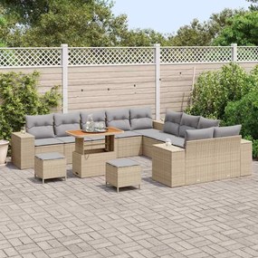 vidaXL Σετ Καναπέ Κήπου Ρυθμιζόμενο ύψος 13 pcs Μπεζ συνθετικό ρατάν
