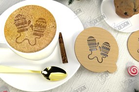 Σετ των 2 Intra απο ξύλο plywood 3mm-4mm πάχος Στένσιλ χριστουγεννιάτικου καφέ | Λάτρης του καφέ Δίασταση 15x15 cm INTRAFABR-107633486