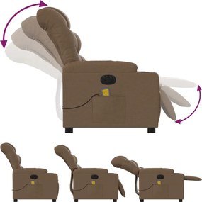 vidaXL Πολυθρόνα Μασάζ Ηλεκτρική Ανακλινόμενη Καφέ Υφασμάτινη