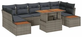 vidaXL Σέτ φαγητού για κήπο 8 pcs Γκρι, Καφέ 100 x 55 x 73 εκ