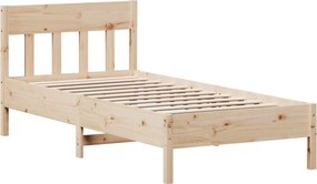 vidaXL Bed Frame Natural 90 x 200 cm Solid Pine Wood, Plywood Slats
