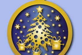 Σετ των 3 Intra απο ξύλο plywood 3mm-4mm πάχος Χριστουγεννιάτικο στολίδι Δίασταση 8x8 cm INTRAFABR-19885694