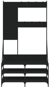 Κρεμάστρα Ρούχων με Παπουτσοθήκη Μαύρη 100 x 40 x 184 εκ. - Μαύρο