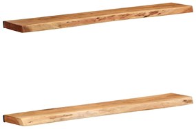 vidaXL Ράφια Τοίχου 2 τεμ. 100x20x3,5 εκ. από Μασίφ Ξύλο Ακακίας