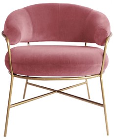 Armchair Trudi  dusty pink Velvet, gold frame 84x79x74cm