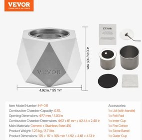 VEVOR Tabletop Fire Pit Bowl Concrete Fireplace Indoor Outdoor for Patio