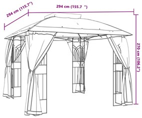 Κιόσκι με Διπλούς Τοίχους/Δίχτυ Κρεμ 2,94x2,94 μ. από Ατσάλι - Κρεμ