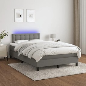 ΚΡΕΒΑΤΙ BOXSPRING ΜΕ ΣΤΡΩΜΑ &amp; LED ΣΚ.ΓΚΡΙ 120X200 ΕΚ ΥΦΑΣΜΑΤΙΝΟ 3133462