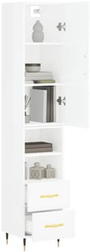 vidaXL Ντουλάπι Γυαλ. Λευκό 34,5 x 34 x 180 εκ. από Επεξεργασμένο Ξύλο
