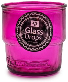 Ποτήρι Glass Drops Ribbed (2415DB276) Από ανακυκλωμένο γυαλί, Χωρητικότητας 300ml, Διαστάσεων Ø 9 x Υ 9 cm, Magenta