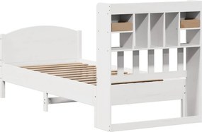 vidaXL Κρεβάτι Βιβλιοθήκη Χωρίς Στρώμα Λευκό 75x190 εκ Μασίφ Πεύκο