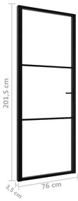 vidaXL Πόρτα Εσωτερική Μαύρη 76 x 201,5 εκ. από Γυαλί ESG / Αλουμίνιο