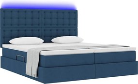 vidaXL LED Κρεβάτι αποθήκευσης με στρώμα Μπλε 200 x 200 cm Ύφασμα
