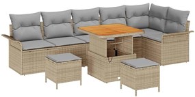 vidaXL Σετ Καναπέ Κήπου 9 pcs Μπεζ συνθετικό ρατάν