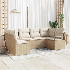 vidaXL Σετ Καναπέ Κήπου 6 pcs Μπεζ και Λευκό συνθετικό ρατάν