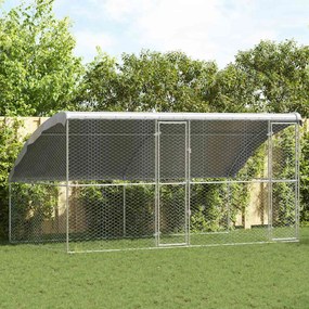 vidaXL Κλουβί Σκύλου 2 pcs Ασημί 4 x 2 x 2 m Γαλβανισμένος χάλυβας
