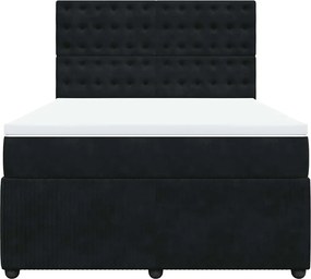 vidaXL Κρεβάτι Boxspring με Στρώμα Μαύρο 140x190 εκ. Βελούδινο