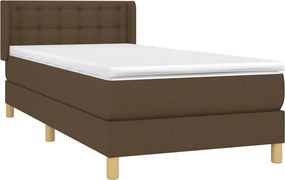 vidaXL Κρεβάτι Boxspring με Στρώμα Σκούρο Καφέ 100x200 εκ. Υφασμάτινο