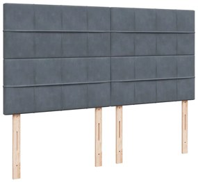 Κρεβάτι Boxspring με Στρώμα Σκούρο Γκρι 200x200 εκ. Βελούδινο 3293303