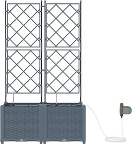 vidaXL Γλάστρα Κήπου 2 pcs Ανοιχτό Γκρι Ατσάλι