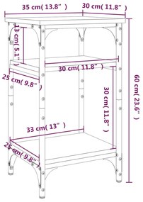 Βοηθητικό Τραπέζι Sonoma Δρυς 35x30x60 εκ. Επεξεργασμένο Ξύλο - Καφέ