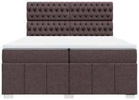 vidaXL Κρεβάτι Boxspring με Στρώμα Σκούρο Καφέ 200x200 εκ. Υφασμάτινο