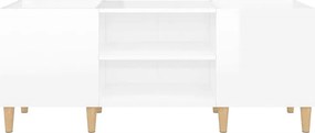 vidaXL Δισκοθήκη Γυαλιστερή Λευκή 121x38x48 εκ. από Επεξεργασμένο Ξύλο
