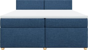 vidaXL Κρεβάτι Boxspring με Στρώμα Μπλε 200x200 εκ. Υφασμάτινο