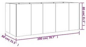 Ζαρντινιέρα 200 x 80 x 80 εκ. από Ατσάλι Σκληρυθέν στον Αέρα - Καφέ