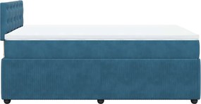 vidaXL Κρεβάτι Boxspring με Στρώμα Μπλε 120x190 εκ. Βελούδινο