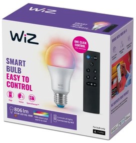 Έξυπνη Λάμπα E27 60W A60 LED Λευκό RGBW 3CCT Dimmable Τηλεχειριστήριο 929003611231 Wiz-929003611231-Λευκό 929003611231