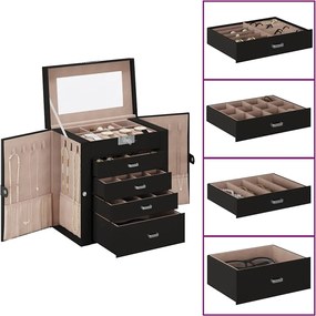 vidaXL Κοσμηματοθήκη 5 Επιπέδων με καθρέφτη Κλειδώσιμο Μαύρο