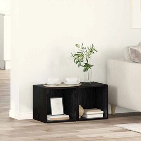 vidaXL Ντουλάπι TV 2 pcs Μαύρο 37 x 35 x 37 εκ Επεξεργασμένο ξύλο
