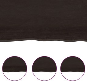 vidaXL Επιφάνεια Τραπεζιού Σκούρο Καφέ 100x50x(2-6)εκ Επεξ. Μασίφ Δρυς