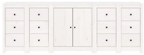 Ντουλάπι Λευκό 230 x 35 x 80 εκ. από Μασίφ Ξύλο Πεύκου - Λευκό