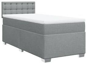 Κρεβάτι Boxspring με Στρώμα Ανοιχτό Γκρι 90x200 εκ. Υφασμάτινο - Γκρι