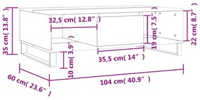 Τραπεζάκι Σαλονιού Καφέ Δρυς 104x60x35 εκ. Επεξεργασμένο Ξύλο - Καφέ