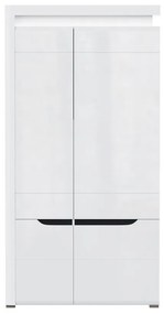 Ντουλάπα Orlando K107, Γυαλιστερό λευκό, Άσπρο, 195.5x100x54.5cm, Πόρτες ντουλάπας: Με μεντεσέδες